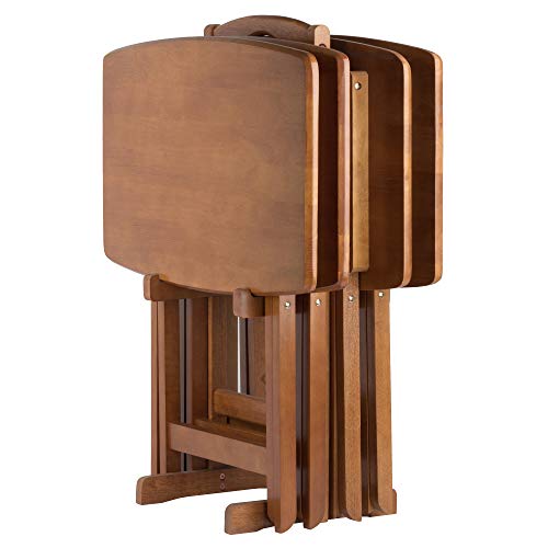 5-Piece Oversized Folding Snack Table Set with Storage Rack