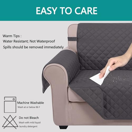 Reversible Recliner Chair Cover - Dark Grey, 23" Armchair Protector, Washable & Water Repellent