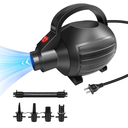 Electric Air Pump 600W for Inflatables - Quick Inflate/Deflate with 4 Nozzles