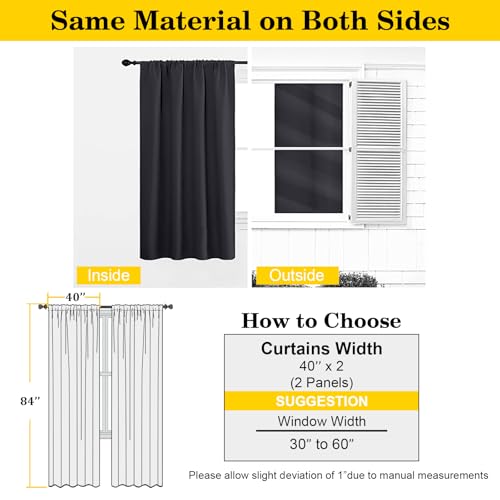 Blackout Curtains 84 Inch Length, Thermal Insulated 2 Panels Set
