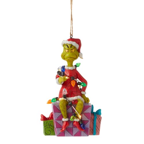 Enesco Dr. Seuss Grinch Jim Shore Lit Ornament - Hanging Christmas Figurine