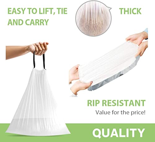 4 Gallon Drawstring Trash Bags - 140 Count Small White Garbage Bin Liners