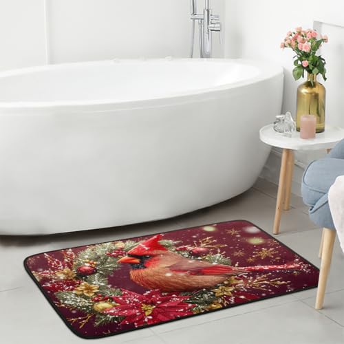 oooJHooo A-73 Christmas Cardinal Red Anti-Fatigue Door & Kitchen Mat 20x39"