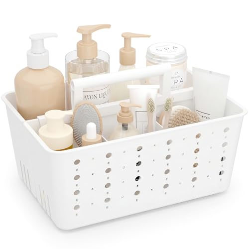 Portable Shower Caddy - Adjustable Plastic Organizer with Drain Design