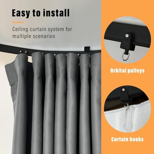 Blackout Room Divider Curtains with Ceiling Track Set - Azure Blue