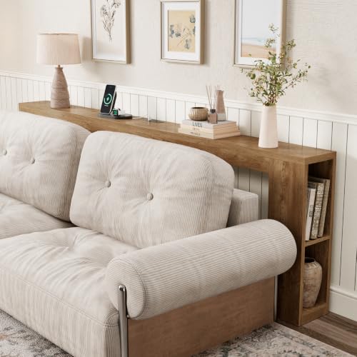 94.5-Inch Extra Long Console Table with Charging Station and Storage Shelves