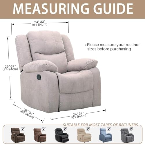 4-Piece Stretch Recliner Chair Covers - Jacquard Fabric with Pocket