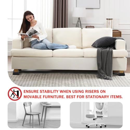 Heavy-Duty 1-Inch Furniture & Bed Risers with Non-Slip Rubber Pads, 4-Pack