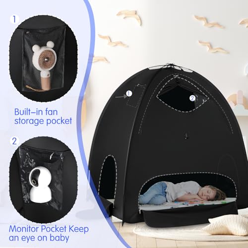 Portable Blackout Playard Tent Cover - 95% Light Blocking Sleep Pod