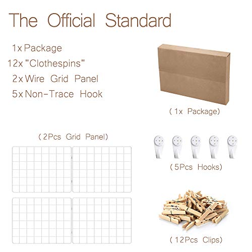 Wire Wall Grid Panel Photo Display Set, 31x24 Inch White Collage Frame (2 Pack)