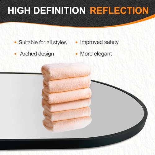 36x24 Oval Bathroom Mirror with Black Aluminum Frame - HD Vanity Wall Mirror