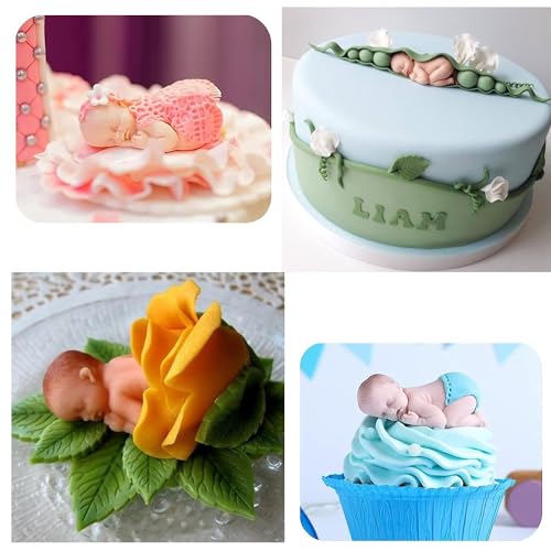 QDMOLDS Sleeping Baby Silicone Fondant Mold – 1pc Baby Candy Chocolate Mold, Style A
