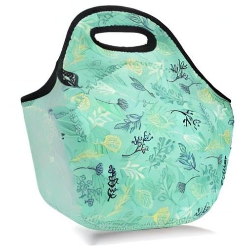 LOVAC Neoprene Lunch Bag, Thick Insulated Lunch Bag - Durable & Waterproof Lunch Tote With Zipper For Outdoor Travel Work School (Leaf)
