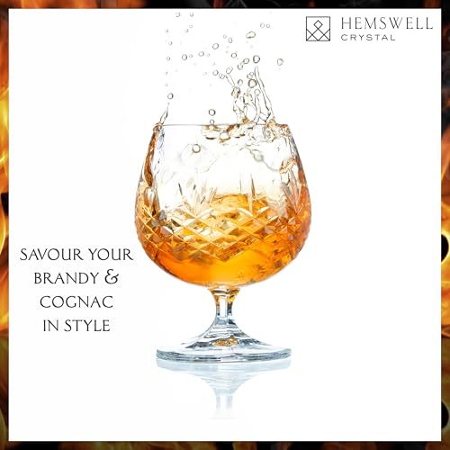 Hemswell Crystal Brandy Snifter - European Lead-Free Crystal Glass 8.5oz - Wicklow Cut Variation 1