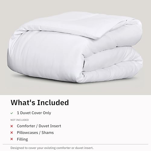 100% Cotton Sateen Twin XL Duvet Cover - Soft White (400 Thread Count)
