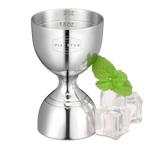 Plat Star Stainless Steel Double Jigger for Bartending, 1 oz & 2 oz Liquor Measuring Tool
