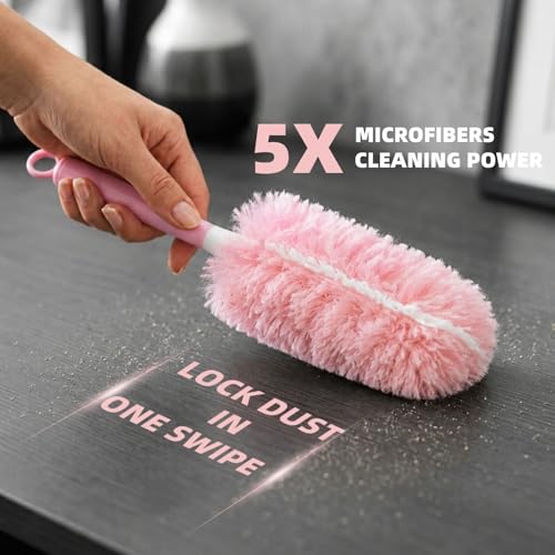 360° Microfiber Duster Cleaning Kit with Handle - 30 Pink Refills