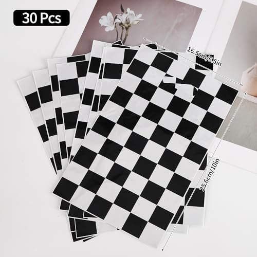 30-Pack Checkered Race Car Party Favor Bags with Handles for Kids
