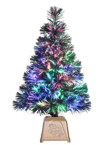 e crafty 24in Pre-lit Mini Fiber Optic Christmas Tree – Green (Tabletop)