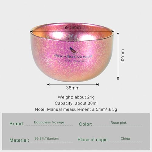 Boundless Voyage Rosepink Titanium Double Layer Heat Insulated Teacup - Lightweight Camping Drinkware