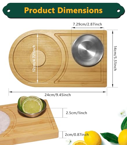 Bamboo Margarita Salt Rimmer Set with Stainless Steel Bowl | Cocktail Accessories for Parties