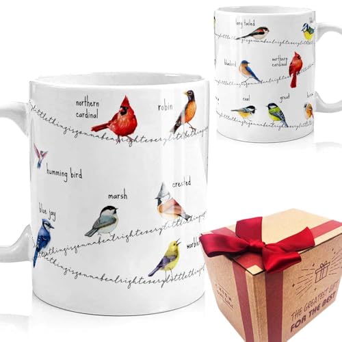 Bird Lover Mug with Bird Illustration - Cardinal & Hummingbird - Birdwatcher Gift - Variation of bird1