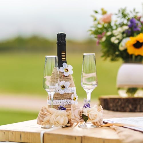 Elegant Champagne Flutes Set of 2 for Weddings & Celebrations - 8.5oz Durable Glass