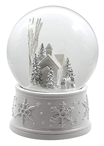 White Christmas Musical Snow Globe - 100mm Winter Scene Holiday Decor