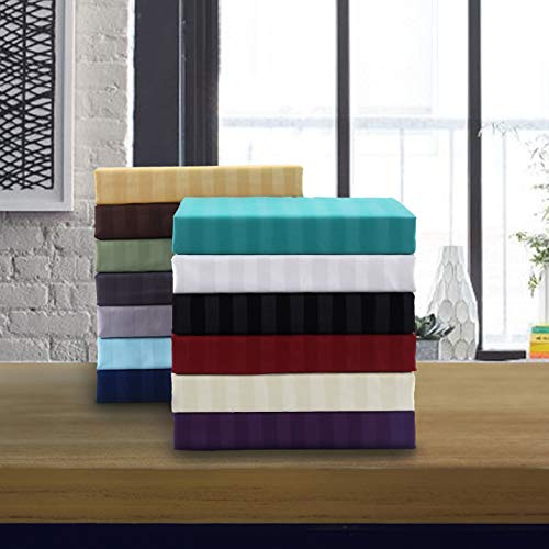 Elegant Comfort 6-Piece Queen Damask Stripe Sheet Set - Deep Pocket Microfiber