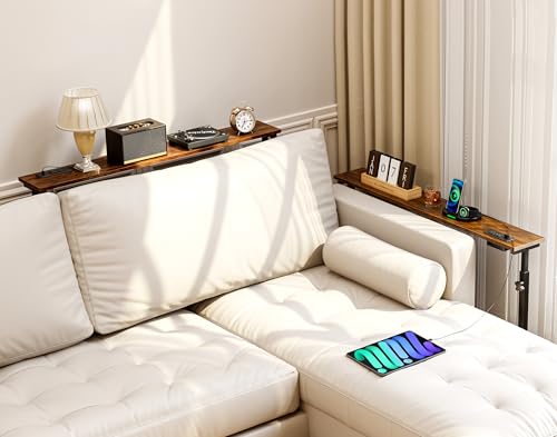 39-Inch Narrow Sofa Table with Power Outlets and Adjustable Height