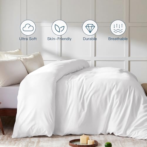 Oversized King Duvet Cover 120x120 inch - Ultra Soft Microfiber White