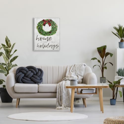 Home for the Holidays Wreath Bow Canvas Wall Art – 24x30, Stretched