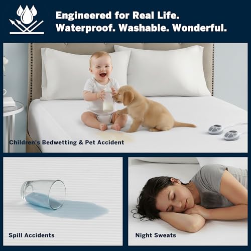 Waterproof Heated Mattress Pad King Size - Dual Controller, 10 Heat Settings