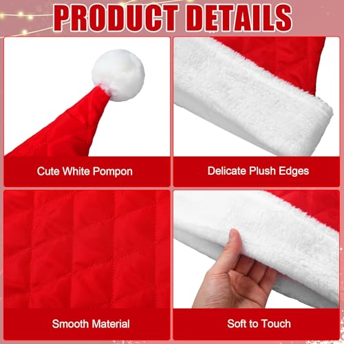 Gejoy Santa Hat Tree Topper 33 x 21 Inch Red Plaid - Christmas Decor