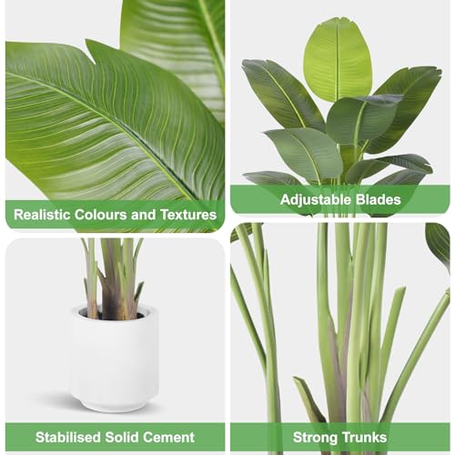 Artificial Bird of Paradise Plant - 4Ft Faux Tropical Tree with Silk Leaves for Home Decor