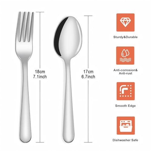 24-Piece Stainless Steel Silverware Set: 12 Dinner Forks and 12 Spoons