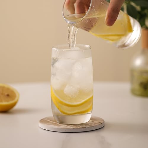 Absorbent Ceramic Drink Coasters Set with Holder - 4-Inch Non-Slip Cork Base