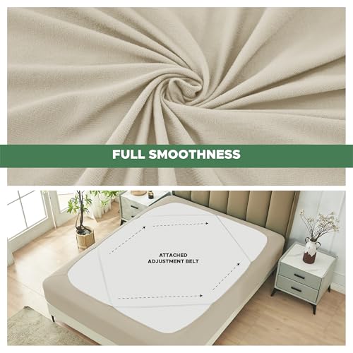 Queen Stretch Box Spring Cover - 4-Sided Bed Skirt Alternative