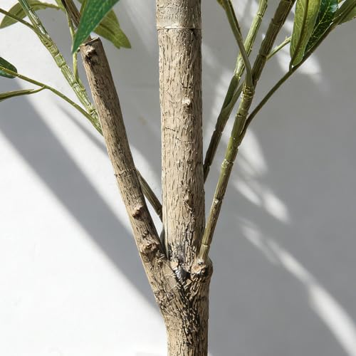6ft Faux Olive Tree - Realistic Silk Plant with Natural Wood Trunk for Indoor Decor