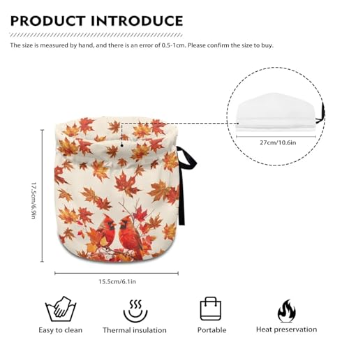 Insulated Teapot Cozy with Autumn Maple Leaf and Red Bird Design