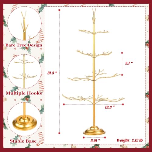 Gold 4-Tier Ornament Display Tree - Tabletop Metal Christmas Stand by XUEMEKO