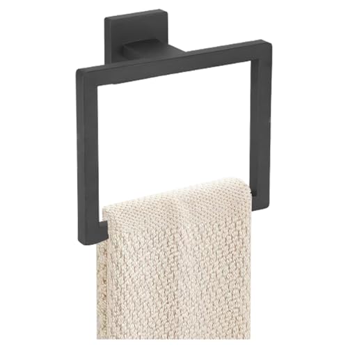 JOPOFI Matte Black Stainless Steel Towel Ring - Modern Hand Towel Holder