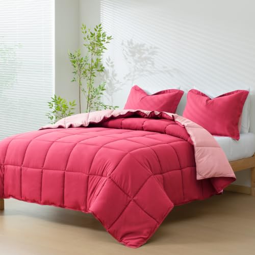 Full Size Hot Pink Bedding Comforter Set | Reversible & Soft