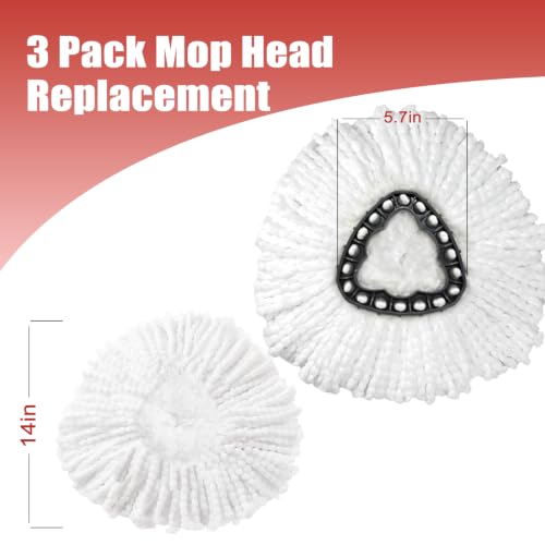 Microfiber Spin Mop Replacement Heads - 3 Pack Washable Mop Refills