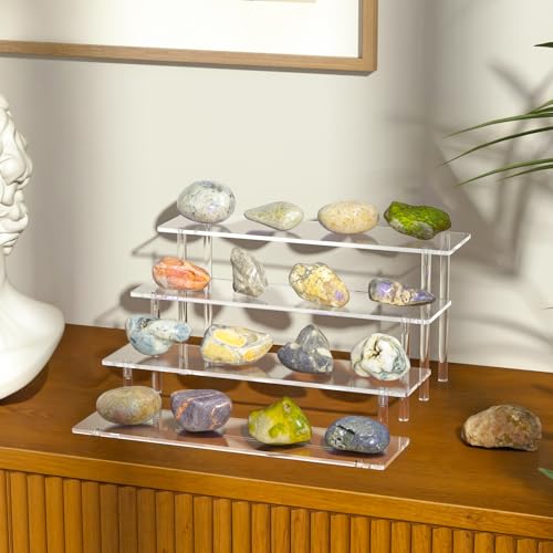 4-Tier Clear Acrylic Display Riser Shelf for Perfume, Figures & Desserts