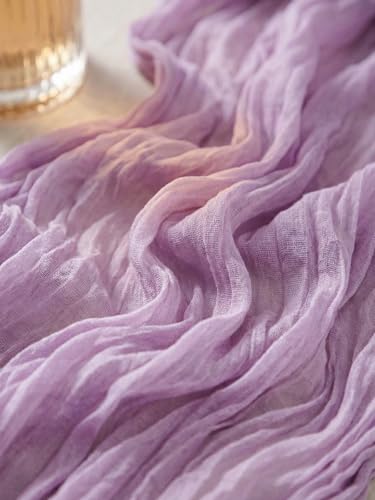 SUNRISING Lilac Purple Lavender Cheesecloth Table Runner 10ft | Rustic Boho Gauze Wedding Decor