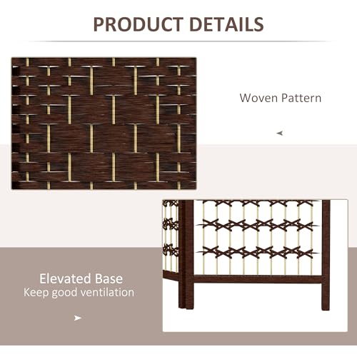 4-Panel Woven Room Divider, Folding Privacy Screen Partition, 67-inch Tall
