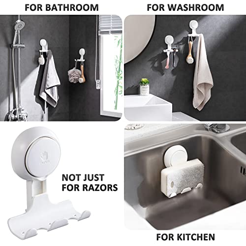 Suction Cup Razor Holder for Shower - 2 Pack Damage-Free Wall Hooks
