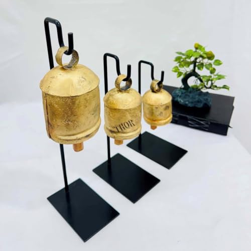 Brass Rustic Christmas Cow Bells Set of 3 - Handmade Holiday Decor