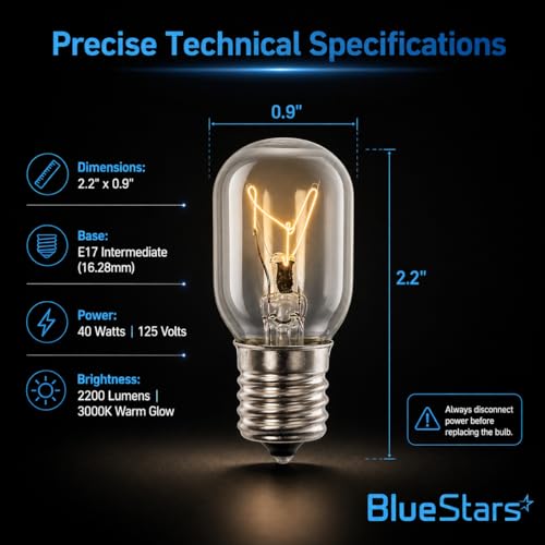125V 40W Microwave Oven Light Bulb E17 Base Replacement - 3 Pack